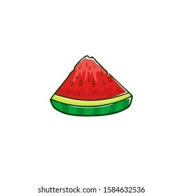Watermelon slice vector illustration. Isolated on white background. 