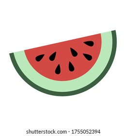 Pieza de sandía. Ilustración vectorial, aislada en un fondo blanco. 