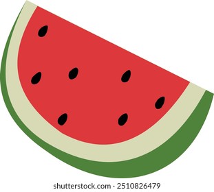 Watermelon slice vector illustration isolated on white background. 