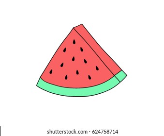 Watermelon slice vector illustration, isolated on transparent background