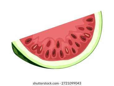 Ilustração de vetor de fatia de melancia. Pedaço de fruta suculenta de verão isolado em um fundo branco.
