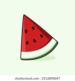 Watermelon slice vector illustration. Suitable for design element of fresh tropical fruit cartoon.