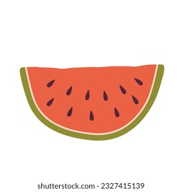 Wassermelonscheibe, Vektorgrafik. Sommerfrucht auf weißem Hintergrund