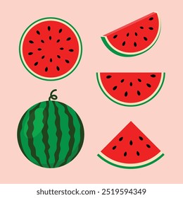 Watermelon slice vector illustrations set