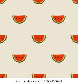 Watermelon slice vector ilustration seamless pattern.Great for wrapping paper,scrapbooking,textile,fabric print.eps10.