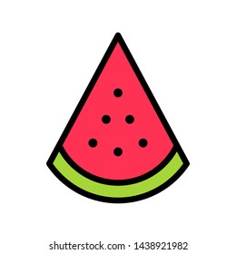 Watermelon slice vector, tropical related filled design icon