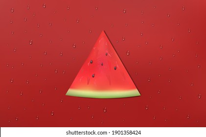 Watermelon slice water drop background