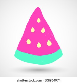 Watermelon slice, watercolor illustration. Vector design element.