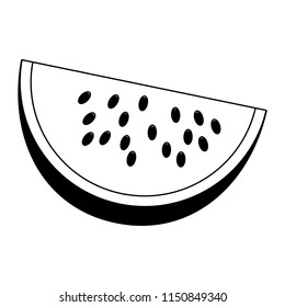 Watermelon sliced fruit in black and white