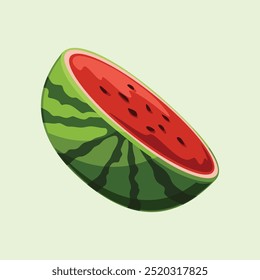 Watermelon Sliced Half Shiny Colorful Vector Clip Art