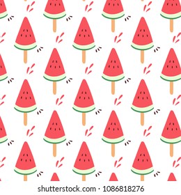 Watermelon sliced hand drawn vector illustration pattern