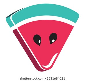 Watermelon sliced icon in funny face symble. Vector illustration.