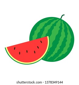 The watermelon and Sliced of watermelon isolated on white background. Design by Inkscape.