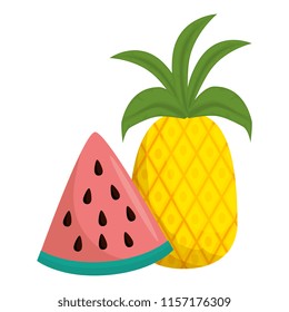 watermelon sliced with pineapple