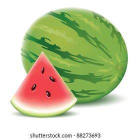 Watermelon with sliced portion