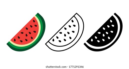 Watermelon sliced ripe set icon on white background. Stock Vector illustration for your graphic design.