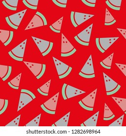 watermelon sliced ​​triangle seamless pattern green background templete vector eps 10
