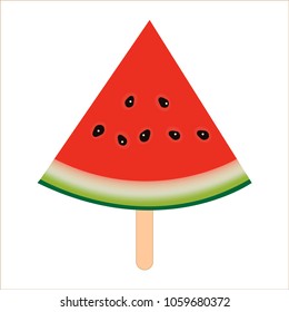 watermelon sliced with stick isolated on  white background. 