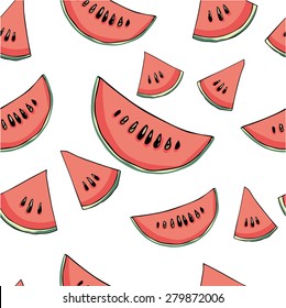 Watermelon slices  background. Seamless pattern.