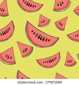 Watermelon slices  background. Seamless pattern.
