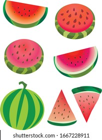 
watermelon slices clip art  illustration vector illustration, a piece of chopped fruit with pits. 
diet nutrition for weight loss, health care, food product design tropical fruit cartoon stiker