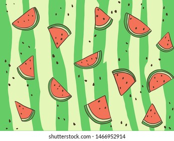 Watermelon slices designed background vector illustration 