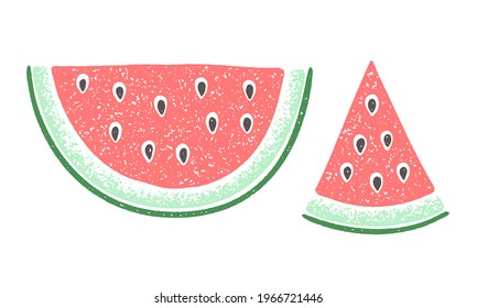 Watermelon slices with grainy texture