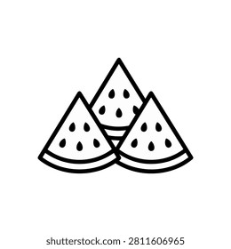 Watermelon Slices Icon Containing watermelon pieces, fruit platter, healthy food, and outline icon. Outline icon