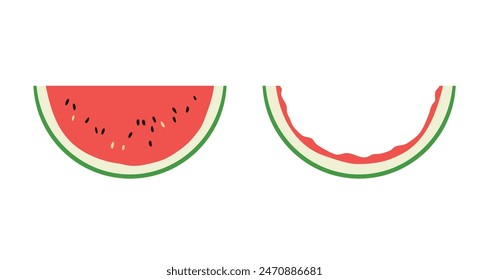 Watermelon slices illustration on white background. Flat vector drawing. 