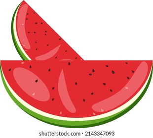 Wassermelonen-Scheiben, Illustration, Vektorgrafik auf weißem Hintergrund.