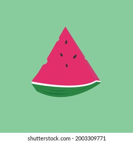 Watermelon slices isolated on a green background.