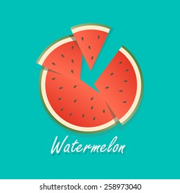 Watermelon, watermelon slices, juicy bright vector background