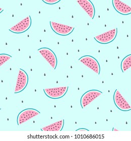 Watermelon slices in on a light blue background