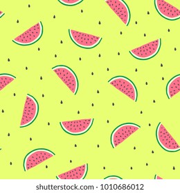 Watermelon slices in on a lime green background
