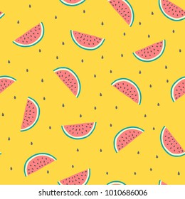 Watermelon slices in on an orange background