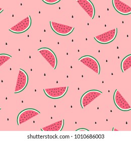 Watermelon slices in on a pink background