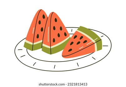 Recortes De La sandía En La Ilustración Del Vector De Placas