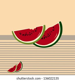 Watermelon slices on scratches background. Seamless pattern