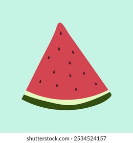 Watermelon slices on a soft green background. Perfect for tropical themes, food illustrations, or lively decor.