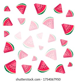 Watermelon slices on a white background