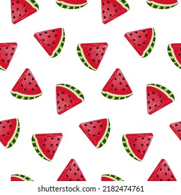 Watermelon slices on white background. Vector illustration. Watermelon summer background