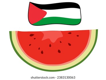 Watermelon slices with the Palestinian flag. A symbol of Palestinian resistance. Support for Palestinian independence.