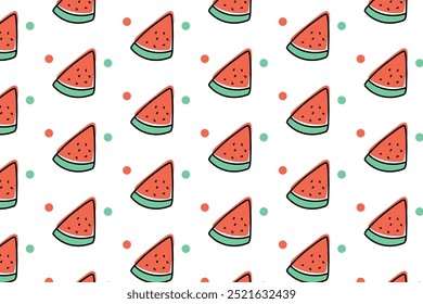 watermelon slices pattern background. doodle watermelon seamless pattern background. summer fresh fruits seamless pattern with watermelon slices. pink watermelon fruits background.