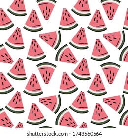 watermelon slices pattern. fruit background. Summer textile print on white background. 
