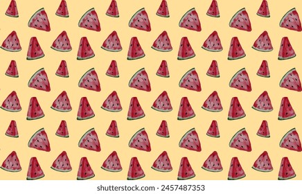 Watermelon Slices Pattern on Yellow Background