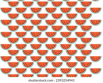 Watermelon slices pattern Vector summer background illustration