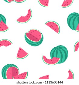 Watermelon Slices Seamless Background. Vector Illustration.