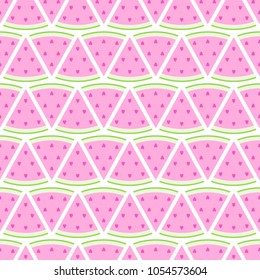 Watermelon slices seamless pattern. Fruit background. Triangle geometric design.
