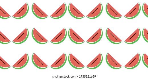 Wassermelonen-Scheiben, nahtloses Muster einzeln auf weißem Hintergrund.