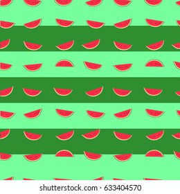 Watermelon slices seamless pattern. Stripes. Vector illustration